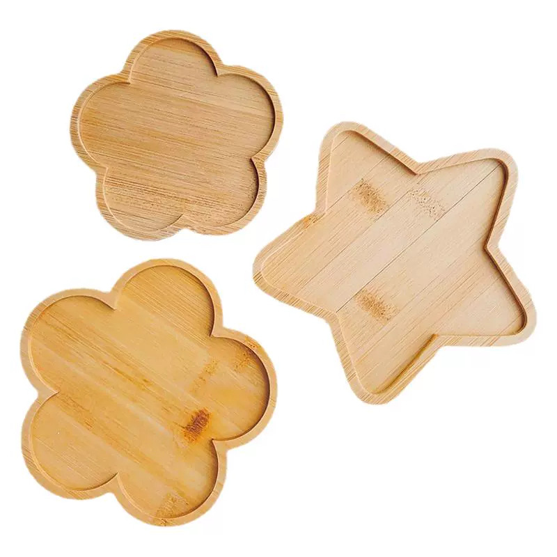 Bamboo Coaster DIY Tray Base Fleshy Flower Pot Bamboo Holder Various Sizes Flower Five-pointed Star Tray