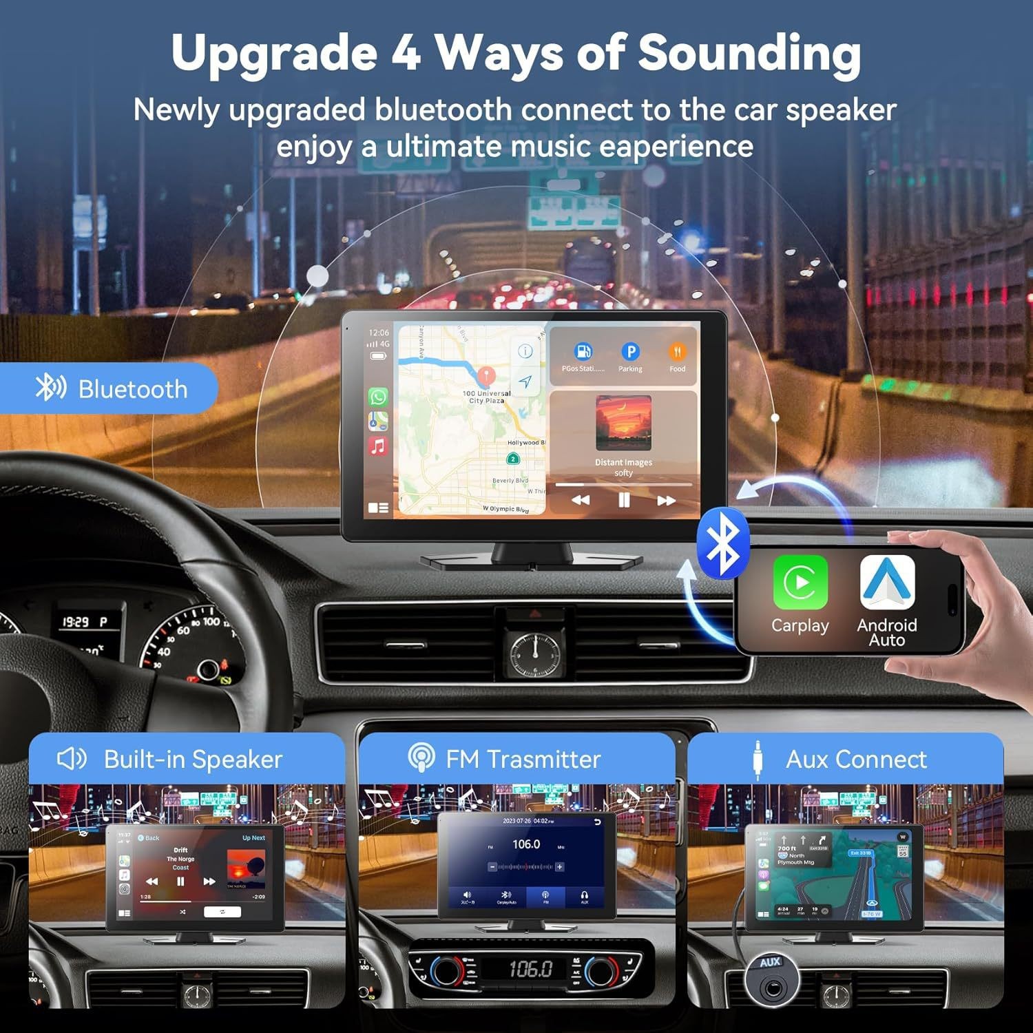 9 inch portable Carplay recorder wireless Android Auto smart screen car navigation MP5 player