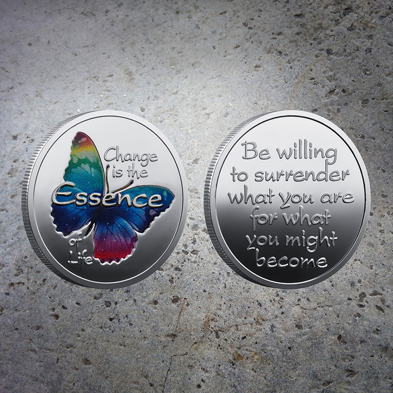Butterfly Lucky Coin from Cocoon to Butterfly, Inspirational English Coin, Gift for Yourself, Small Gift for Fingertip Play