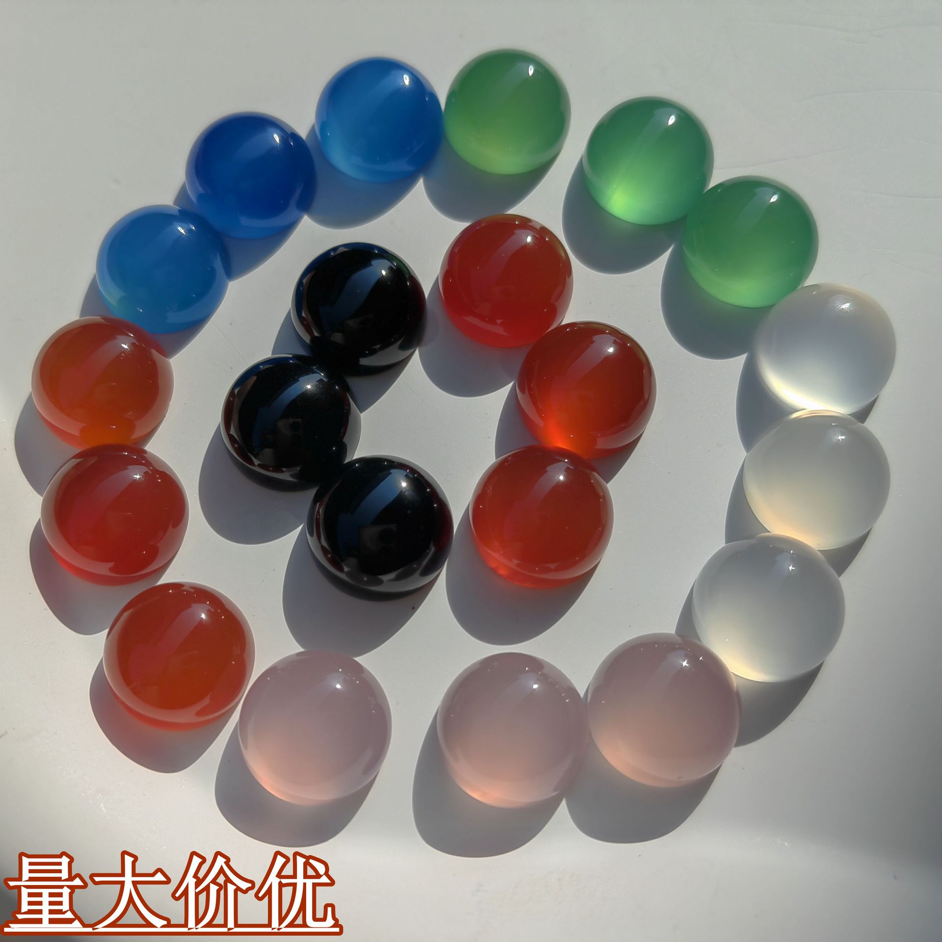 Natural agate ring round flat bottom arc surface patch factory direct diy jewelry accessories Jade with bare stone