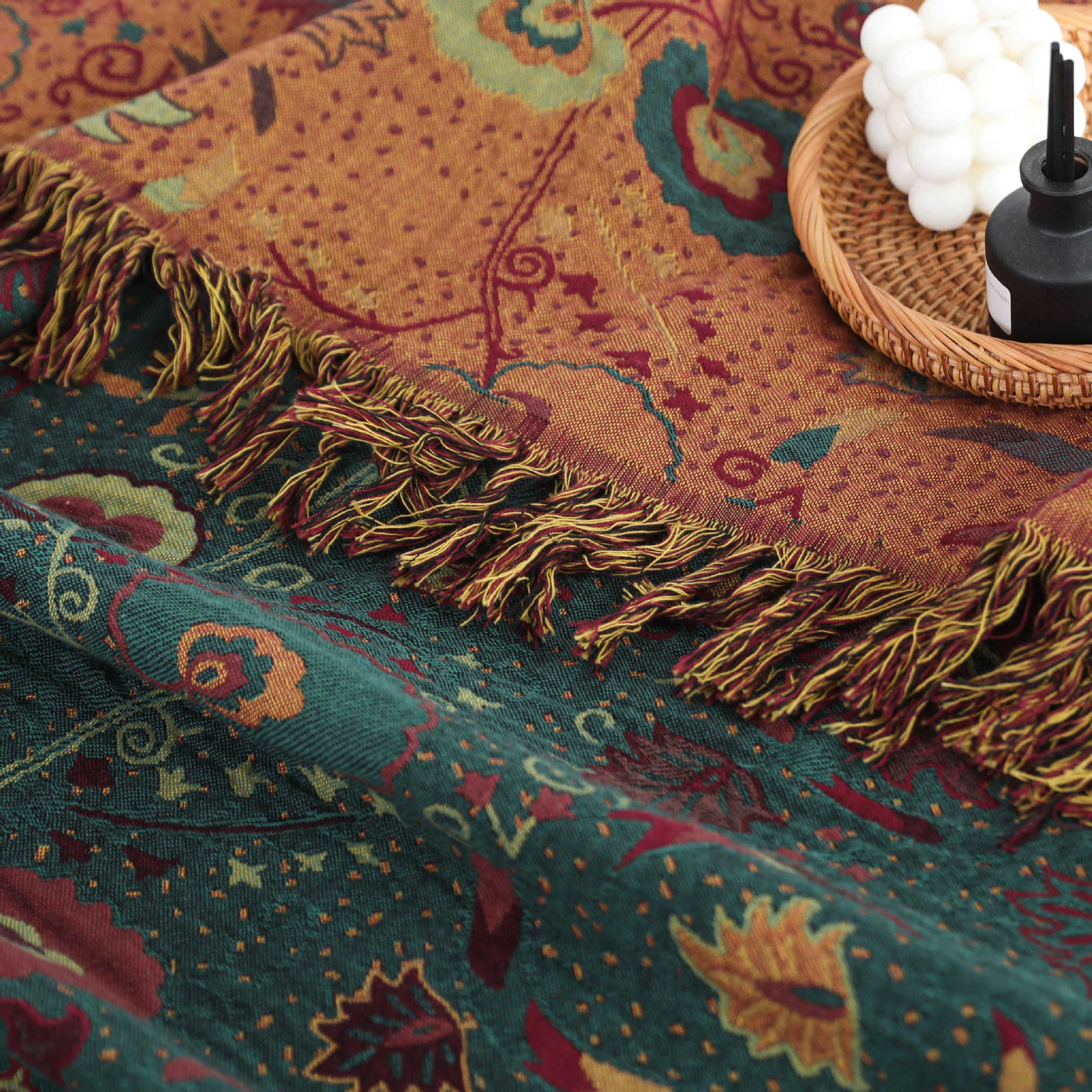 Summer Thin Tassel Washed Jacquard Gauze Blanket Pure Cotton Towel Blanket Air-conditioning Blanket Office Nap Blanket