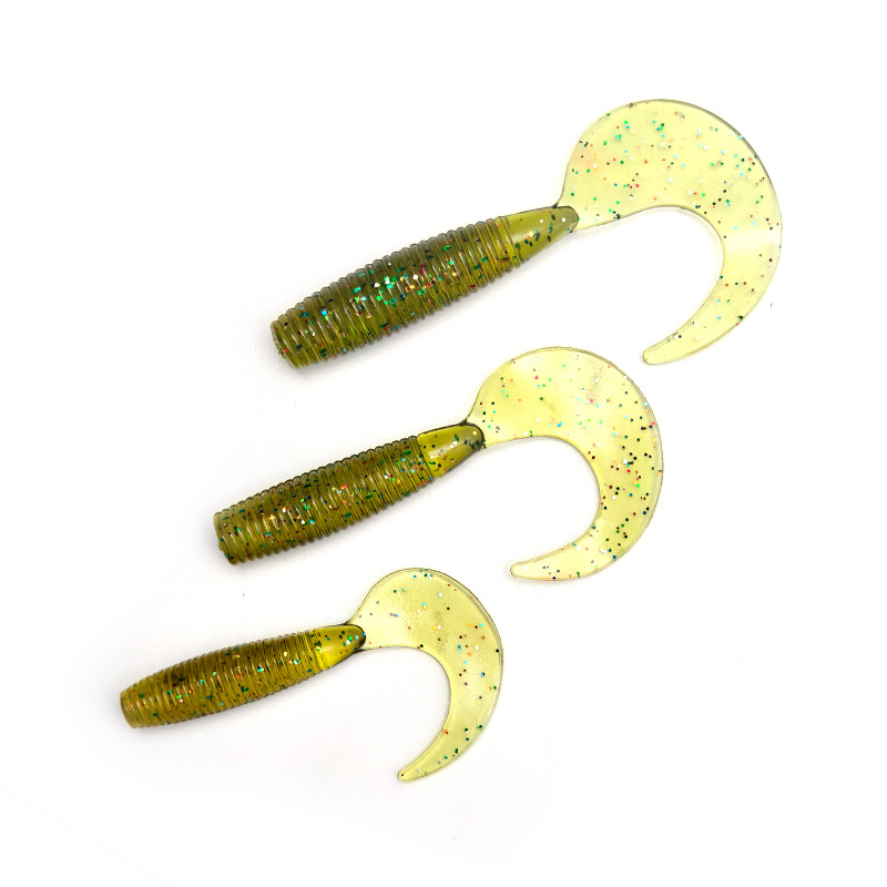 Factory wholesale Luya soft bait roll tail maggot soft bait spiral monochrome tail maggot 5/6/7CM fishing bait fake bait