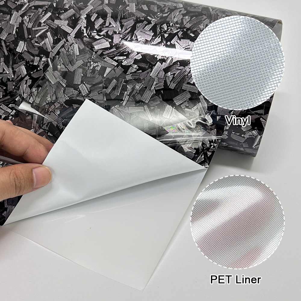 Pet Forged Carbon Fiber Car Color Changing Film Bright Matte Flower Carbon Black Rearview Mirror Full Body Color Changing Sticker