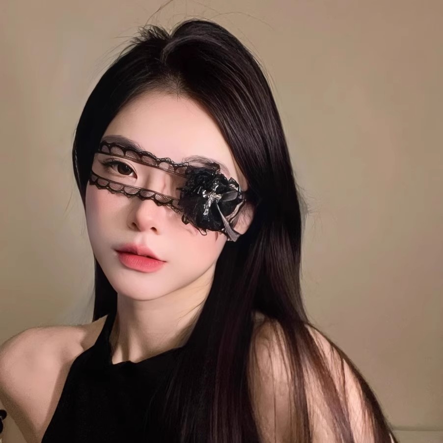 Halloween Nuns Eye Mask Cos Props Lolita Headwear Lace Mask Dark Wind Hair Accessories Ambience Sense Decoration