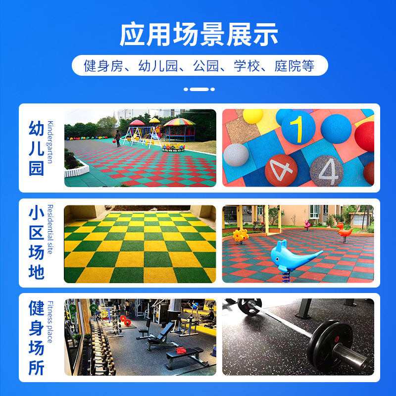 Gym Rubber Floor Mat for Strength Area Equipment, Shock Absorption, Soundproofing, Non-Slip 1m X 1m Cushioning Composite Rubber Flooring