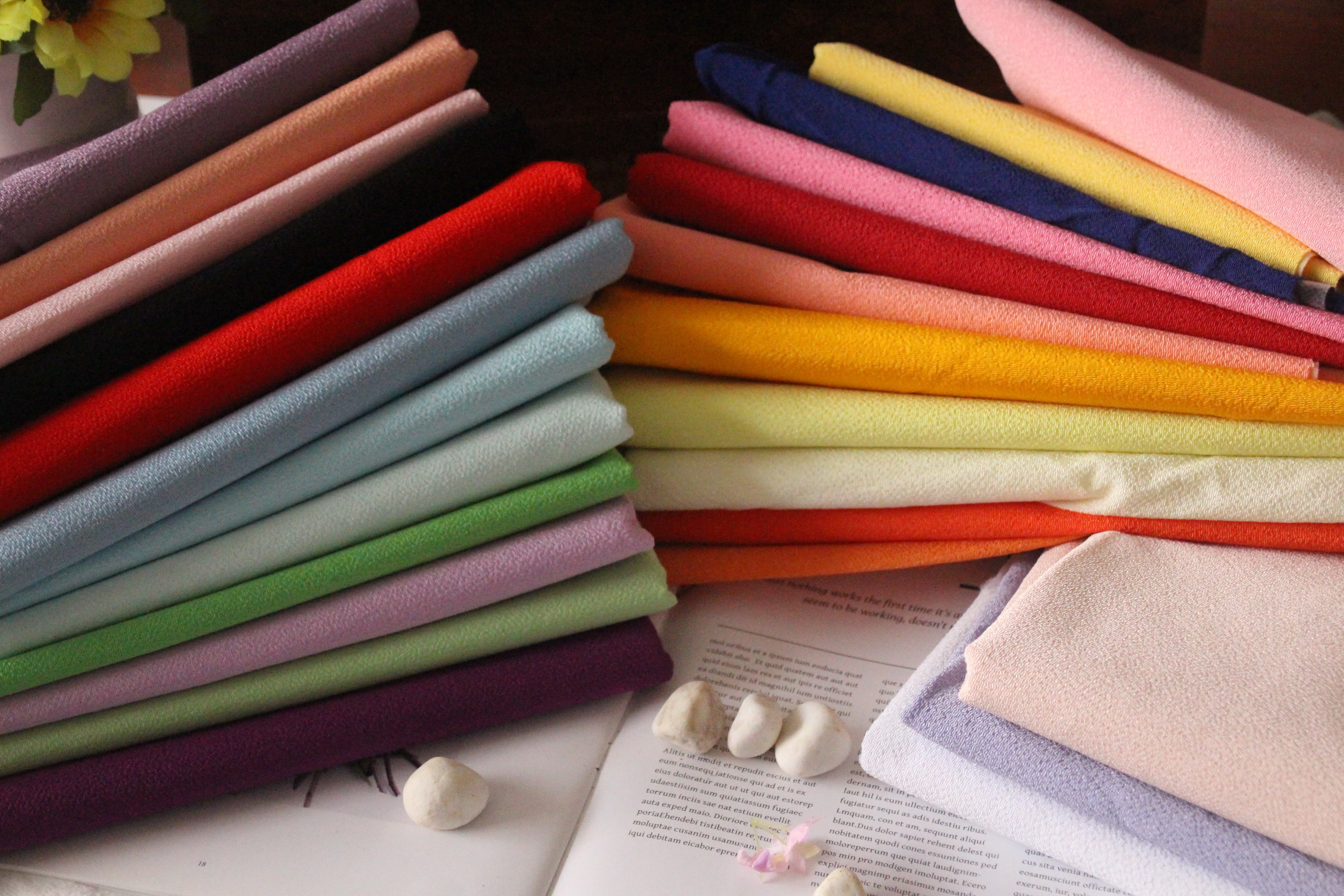 (Half Meter Lined) Japanese Crepe Fabric Pure Color Crepe Handmade DIY Crepe 60Cmx120Cm Without Tutorial