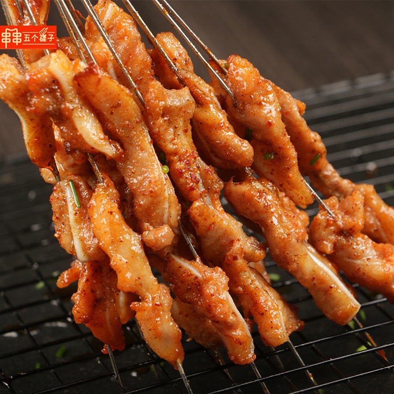 Crispy Bone Skewers, Steel Skewers, Barbecue and Fried Semi-Finished Products, Commercial Ingredients, 30 Skewers of Spicy Small Crispy Bone Pig Crispy Bone Skewers