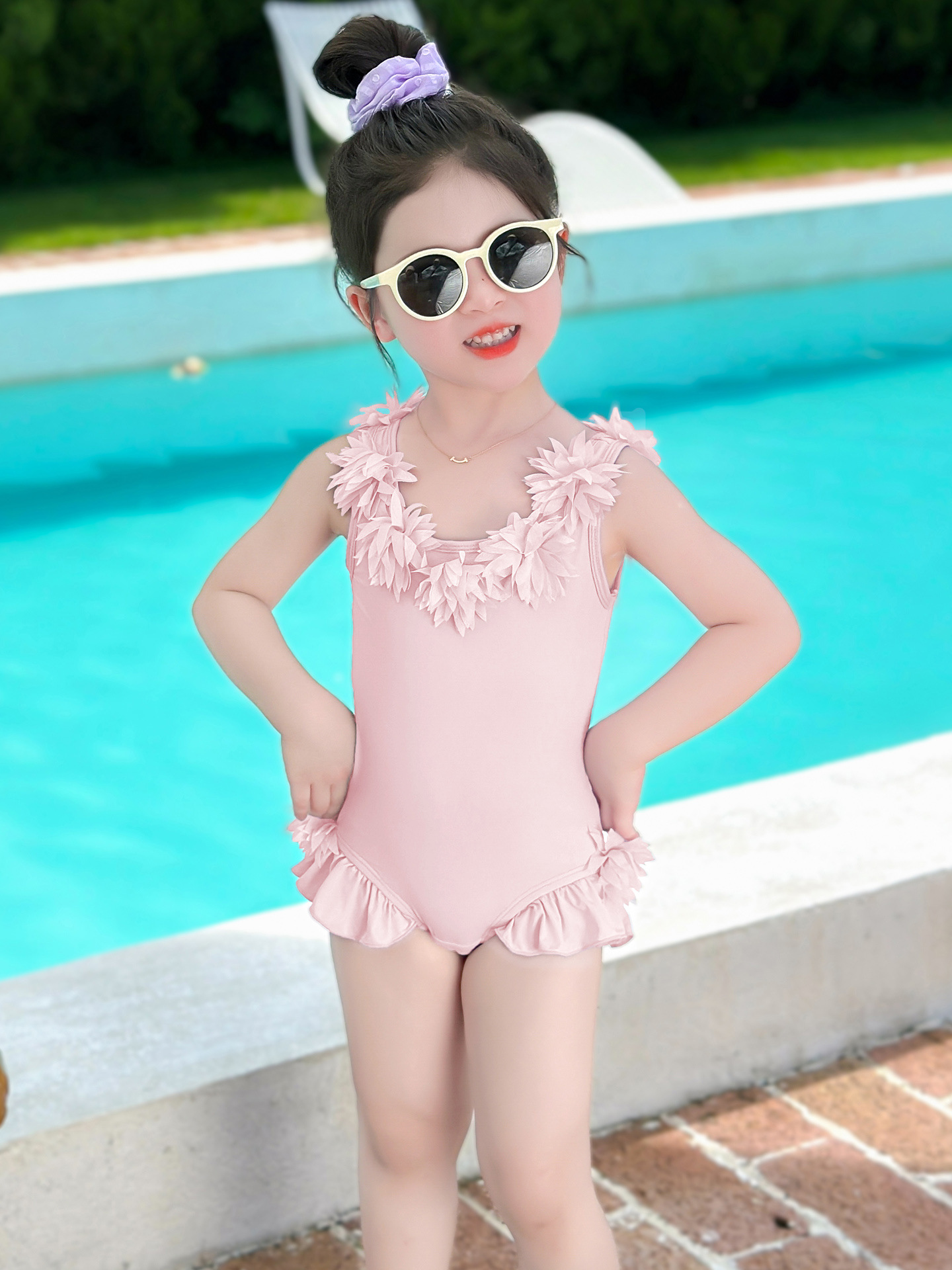 Girls Swimsuit 2025 New Kidsren's Summer One-Piece Swimsuit Baby Girl Fashionable Girl Summer Quick-Drying Swimsuit