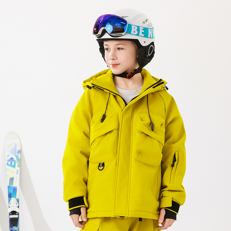 Boys and girls single and double board soft shell children's ski clothing warm waterproof coat outdoor equipment graphene padded cotton-padded jacket
