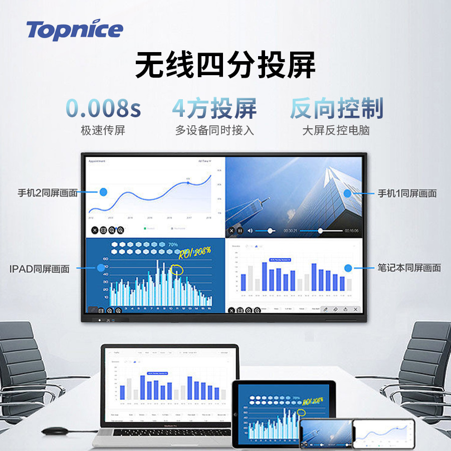 Toples 55inch 65inch Multimedia Teaching All-In-One Machine Kindergarten Training Electronic Whiteboard Conference All-In-One Machine