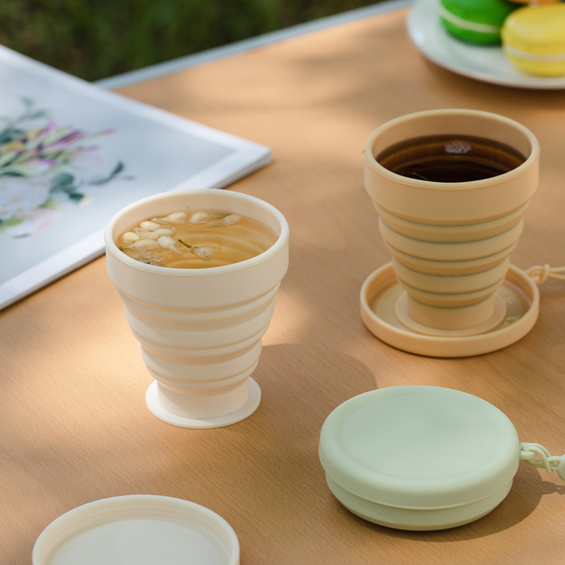 Camping Retractable Gargle Cup Compressible Portable Folding Water Cup Food Grade Silicone High Temperature Resistance Outdoor Travel