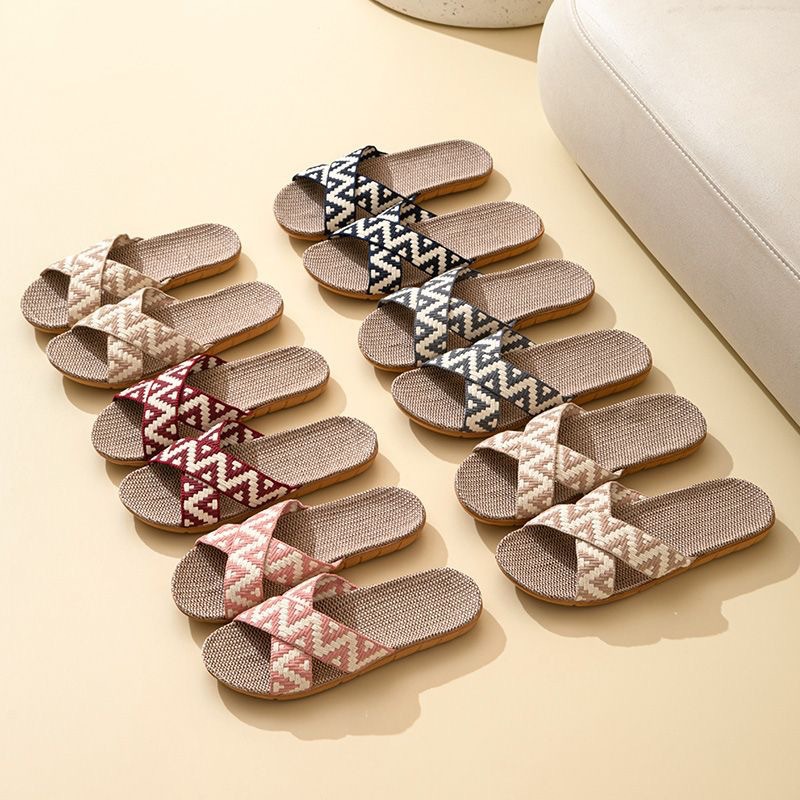 New linen slippers women's summer home indoor non-slip couple cotton and linen floor slippers soft bottom sandals wholesale