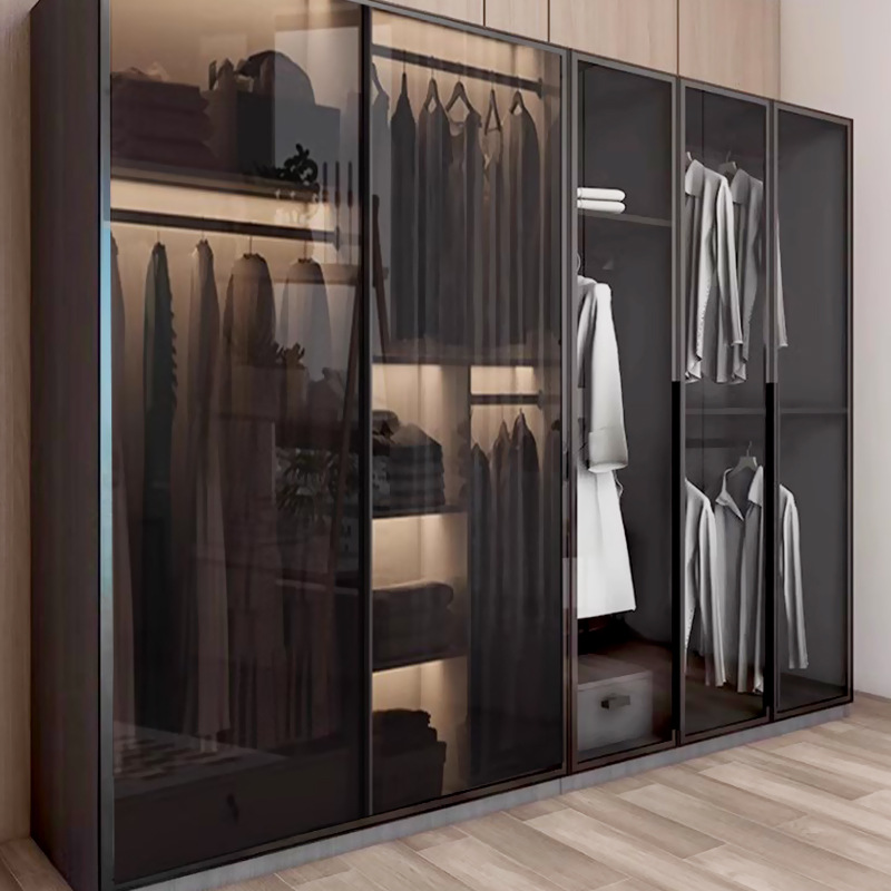 Factory 20 Minimalist Display Cabinet Glass Door Aluminum Material Very Narrow Aluminum Alloy Frame Light Luxury Wine Cabinet Wardrobe Glass Cabinet Door