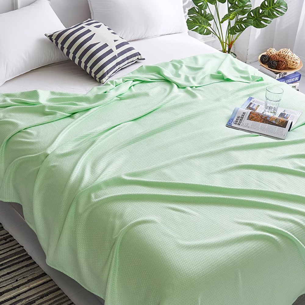 New Summer Blanket Summer Bamboo Fiber Ice Silk Cover Blanket Diamond Children's Double Bamboo Fiber Towel Air Conditioning Blanket