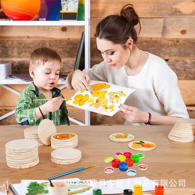 Wooden Round Coaster Kung Fu Tea Ceremony Cup Holder Diy Painting Wood Wood Heat Insulated Dining Table Mat Pine Coaster