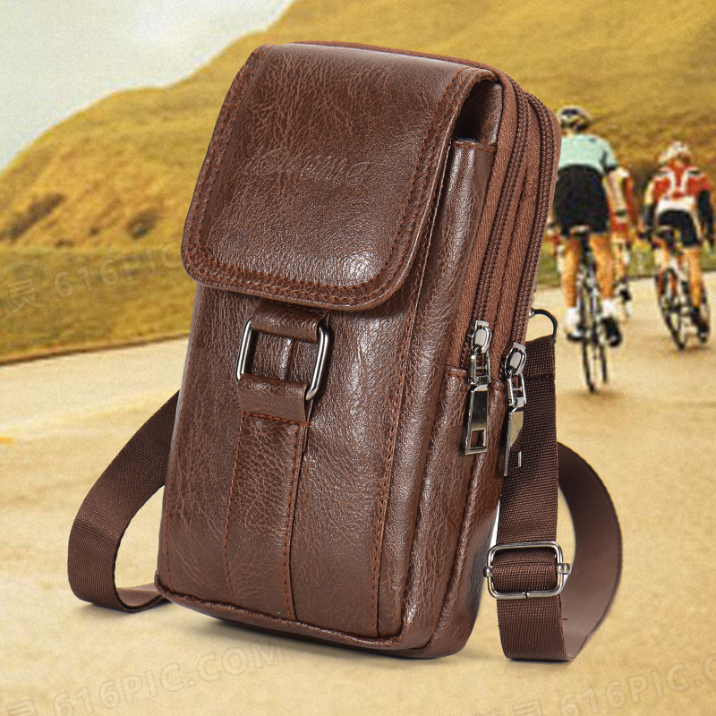 New large 7.5-inch mobile phone waist bag vertical double pull belt hanging bag large capacity leisure outdoor for middle-aged and elderly