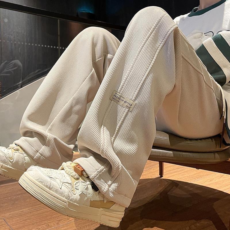 Брюки на весну и лето, тонкие, модные, брендовые, большой размер, свободные, прямые, широкие, спортивные, повседневные