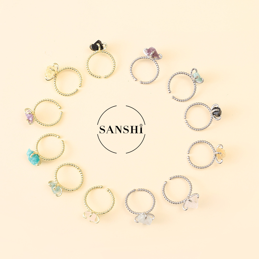 Cross-border hot sale ins style natural crystal white crystal ring natural stone ring factory direct new products listed