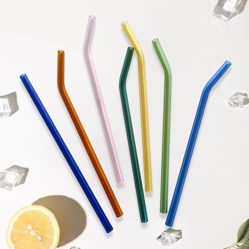 Glass straw 8x 200mm transparent suit combination high temperature resistant environmental protection color straw source factory in stock