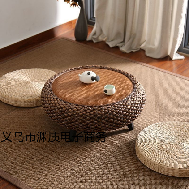 Rattan Window Table Japanese-Style Tatami Simple Floor-To-Ceiling Bay Window Kang Table Coffee Table Tea Table Solid Wood Balcony Window Sill Small Table