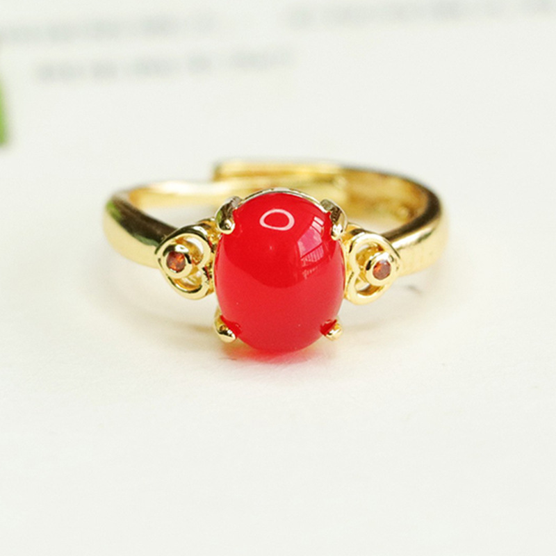 Love Yu green chalcedony ring red agate ring ring ring palace wind factory wholesale generation AY3101302