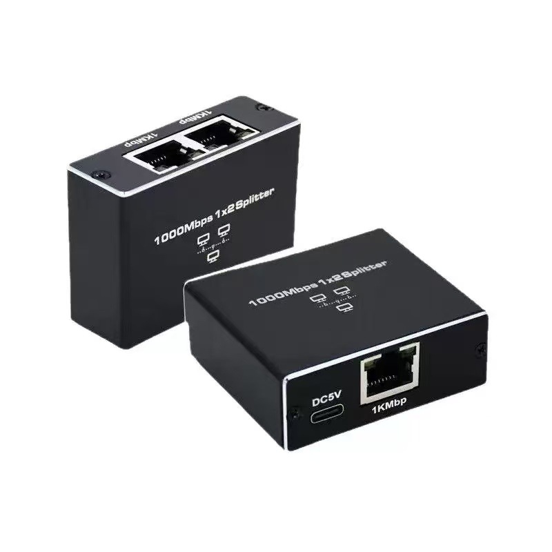 Gigabit Network Splitter Adapter One-To-Two Switch Rj45 Network Cable 1 in 2 Out Network Cable Splitter 1 in 2