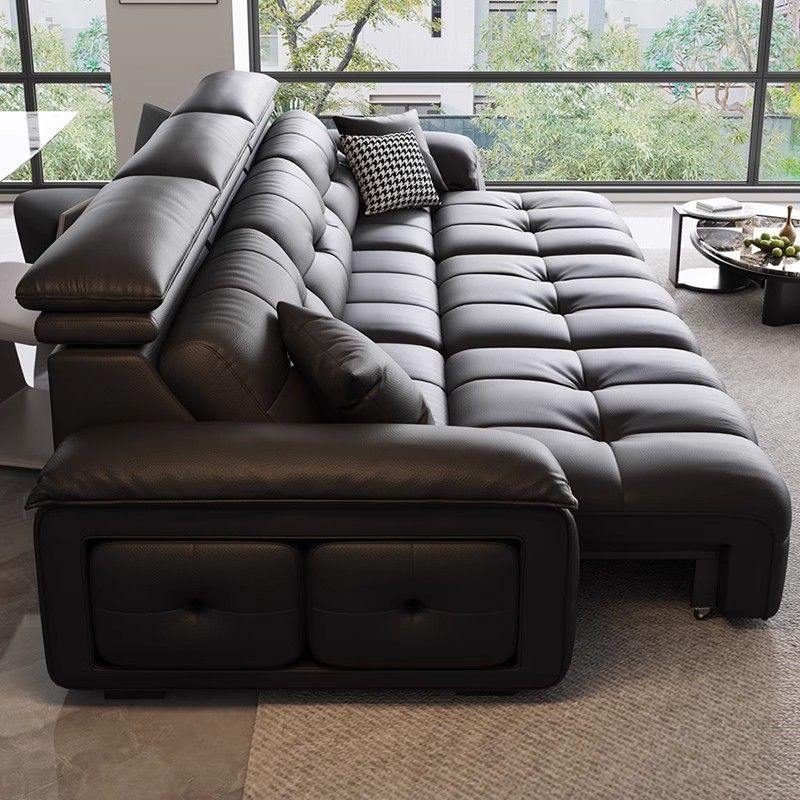 New Lawrence Zero Wall Retractable Electric Functional Sofa Italian Minimalist Living Room First Layer Cowhide Sofa Bed