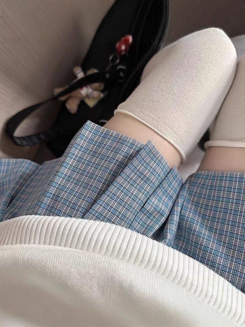 Loose Blue Jk Uniform Skirt, Aqua Blue Plaid Skirt, High-Waisted Japanese Style Pleated Skirt for Women, Spring and Summer, High-Waisted and Slimming