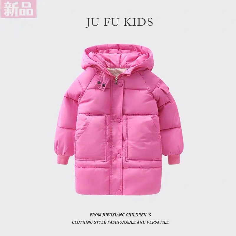 Winter children's coat down cotton-padded jacket for boys and girls Korean style mid-length cotton-padded jacket children's winter clothing thickened warm mid-tide