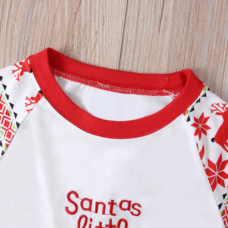Boys and Girls Export European and American Spring & Fall Santa Claus Christmas Deer Long-Sleeved Home Clothes Kidsren's Suit Ins
