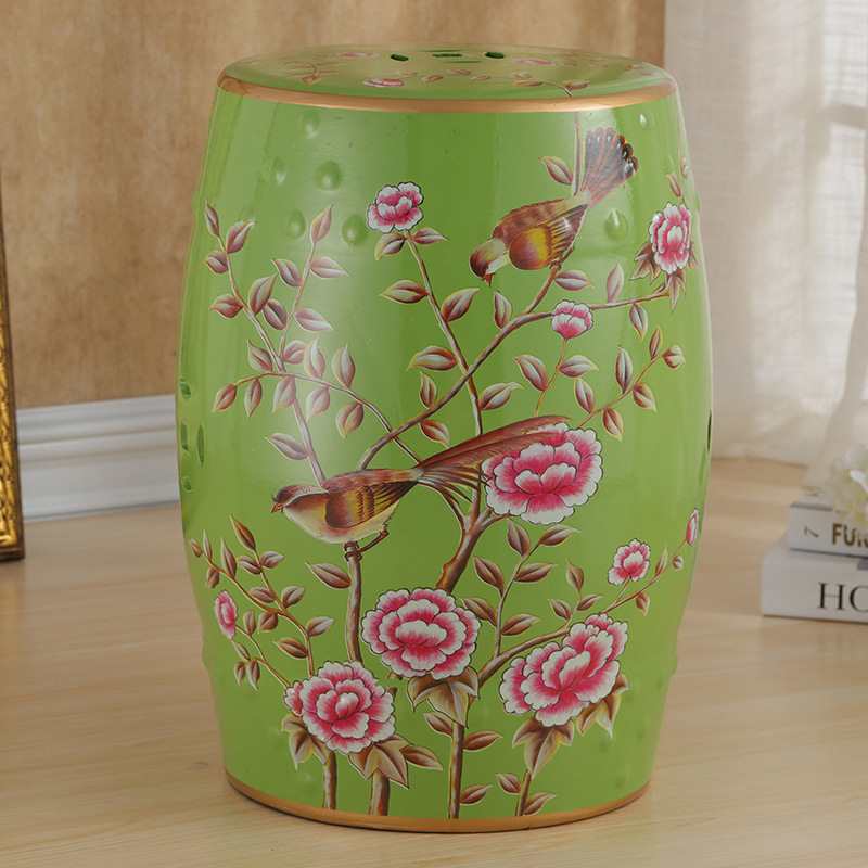 Factory Outlet American/European/New Chinese French/Dressing Stool Shoe Changing Stool/Flower and Bird Ceramic Drum Stool Porcelain Pier Embroidered Pier
