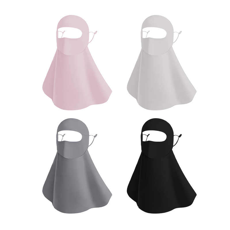 Summer New Full Face Mask Women's Anti-UV Gini Mask Ice Silk Neck Face Mask with Bright Face