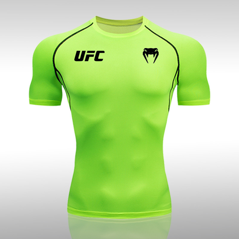 Muay Thai Training Bodysuit Quick-Drying Breathable Elastic Fighting Sanda Fighting Fitness Running Sports Short-Sleeved Top