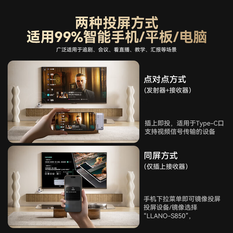 Green Juneng Llanotype-C Wireless Screen Projector HDMI Conference Same-Screen Device Magic Box HDMI Mobile Phone Connected to Tv