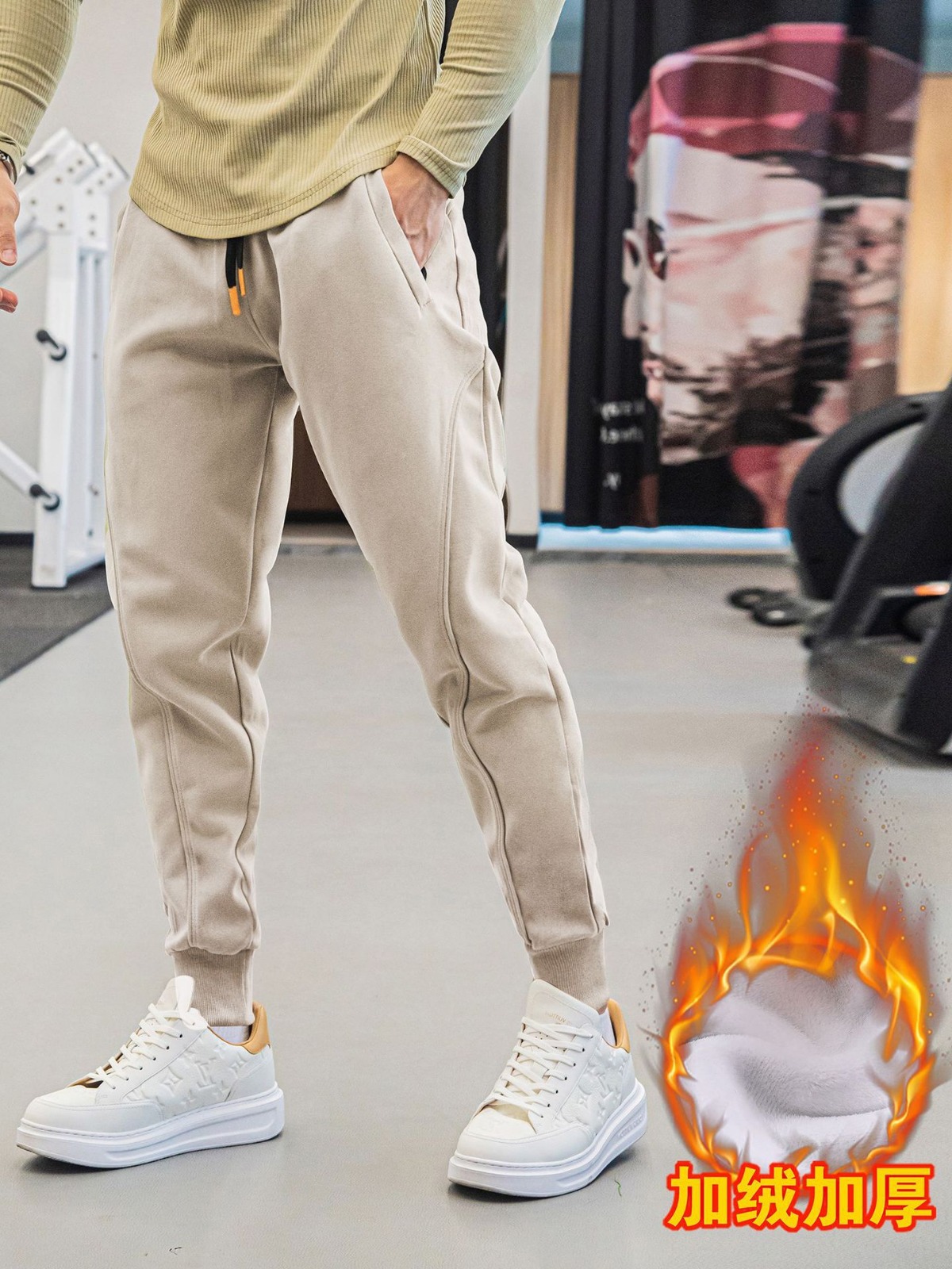 новые зимние обтягивающие леггинсы спортивные брюки мужские бархатные повседневные брюки для верхней одежды модный бренд на открытом воздухе