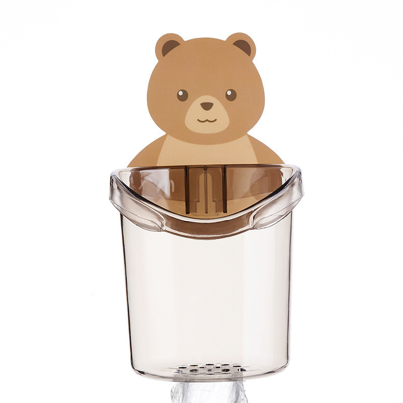 Bear Cup wall-mounted hug storage Cup adhesive storage wall-mounted cup holder draining toothbrush holder bathroom wall