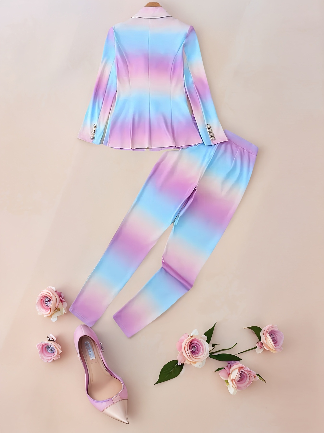 2025 New Cross-Border Dropshipping 2025 Sets of Gradient Color Double-Breasted Elegant Suit Suits