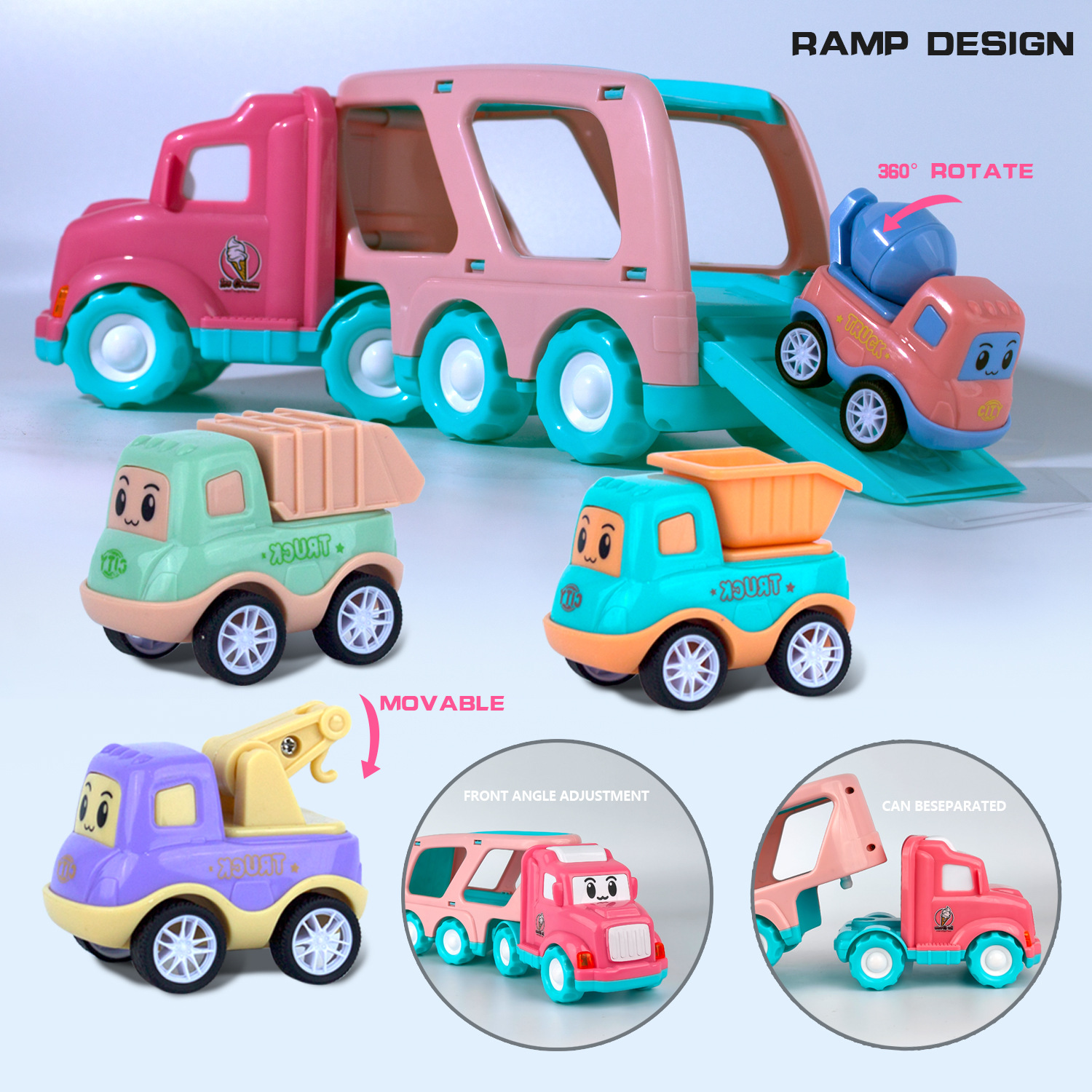 Amazon New Double Layer Inertia Boys Mini Transport Storage Trailer Ice Cream Girls Children Cross Border Toy