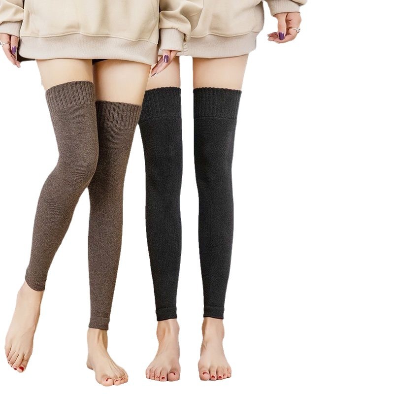 fleece-lined Thickened Women's Socks terry Knee Pad Socks Over Knee Stockings Autumn and Winter Warm Old Cold Legs Cold-proof Leg Pad Foot Cover