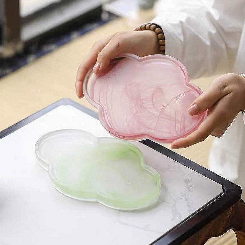 Guofeng ink colored glaze begonia dry bubble table retro Chinese style pot bearing teapot lid bowl tray Xiangyun tea table water storage