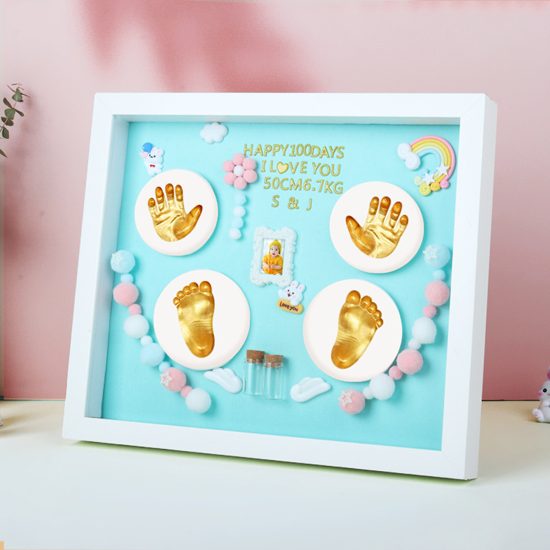 Hand and Foot Print Baby Souvenir Lanugo Full Moon Hand and Foot Print Hundred Days Hand Print Mud Photo Frame Full Moon Hand and Foot Print Baby