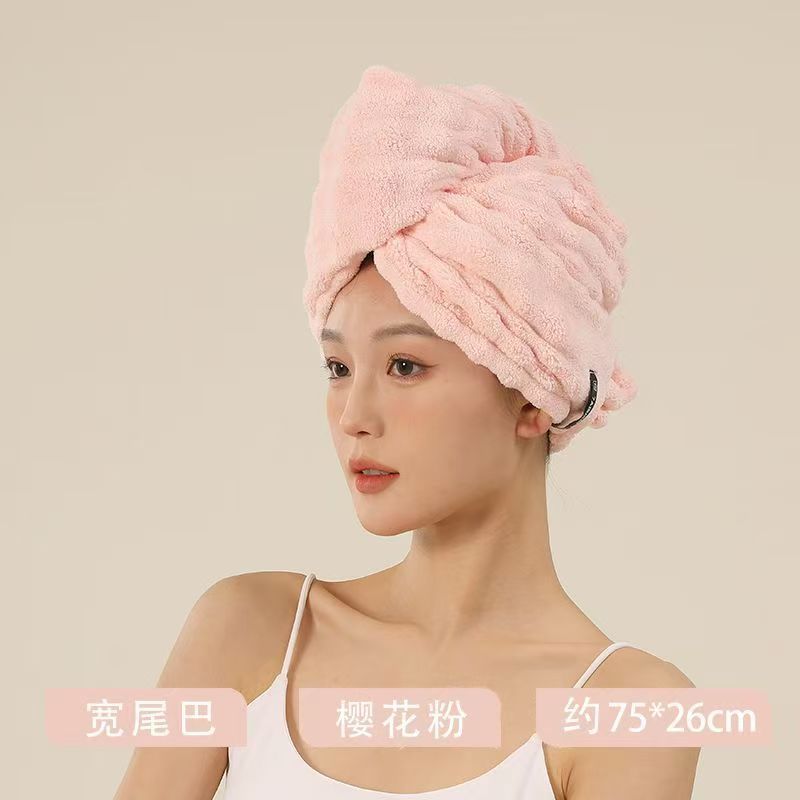 New French Style Light Luxury Hair Drying Hat Extra Large Thickened Water Absorbent Quick-drying One-piece Headscarf Wash Hair Strap Towel