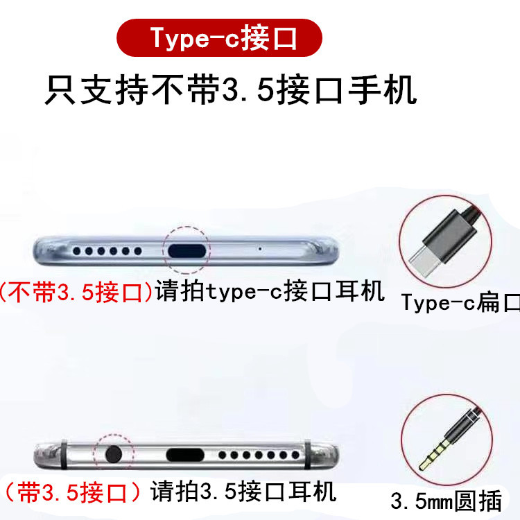 For Apple Android Samsung Huawei Mobile Phone Wire Control Headset Stereo oppo Headset type c In-Ear