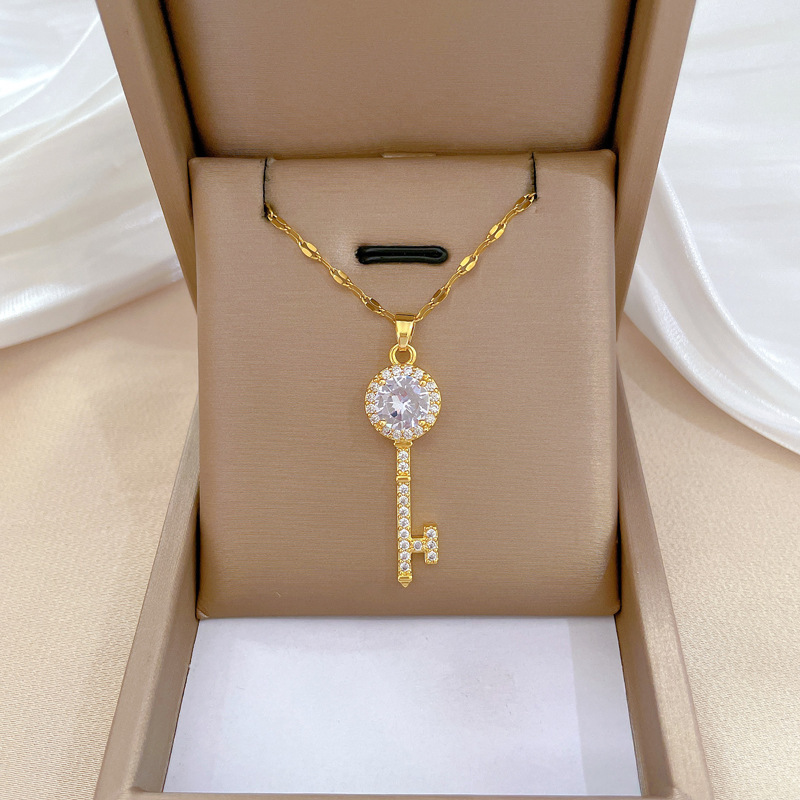 [Титановые стали] Ожерелье с цирконами легкая роскошь полное бриллиантовое ожерелье для женщин стиль Igi цепочка на ключицу