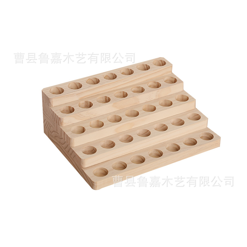Spot Wooden Essential Oil Rack Multi-Layer Porous 10ml Essential Oil Storage Rack Organizer Display Rack Factory Direct Sale