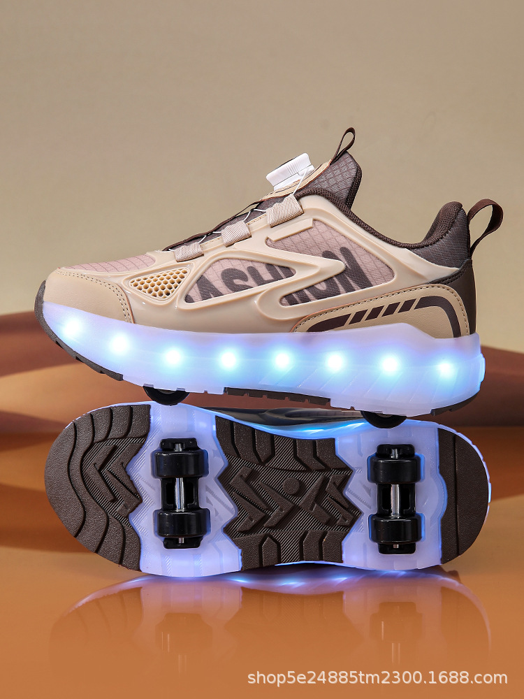 Binle Bird Children's Heal Shoes Four Wheel Summer Boys' Luminous Detachable Girls' Student's Wheeled sneaker