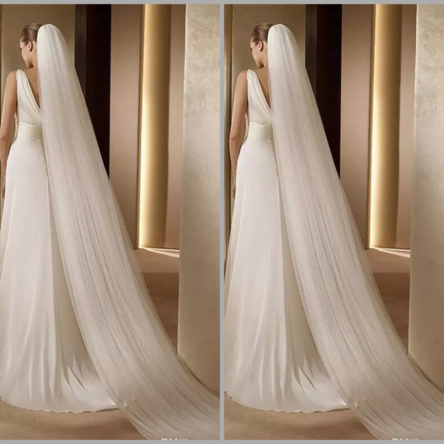 New Veil 3m Long Single Layer Double Layer Three Layer Soft Mesh Large Tail Wedding Dress Bridal Veil with Hair Comb