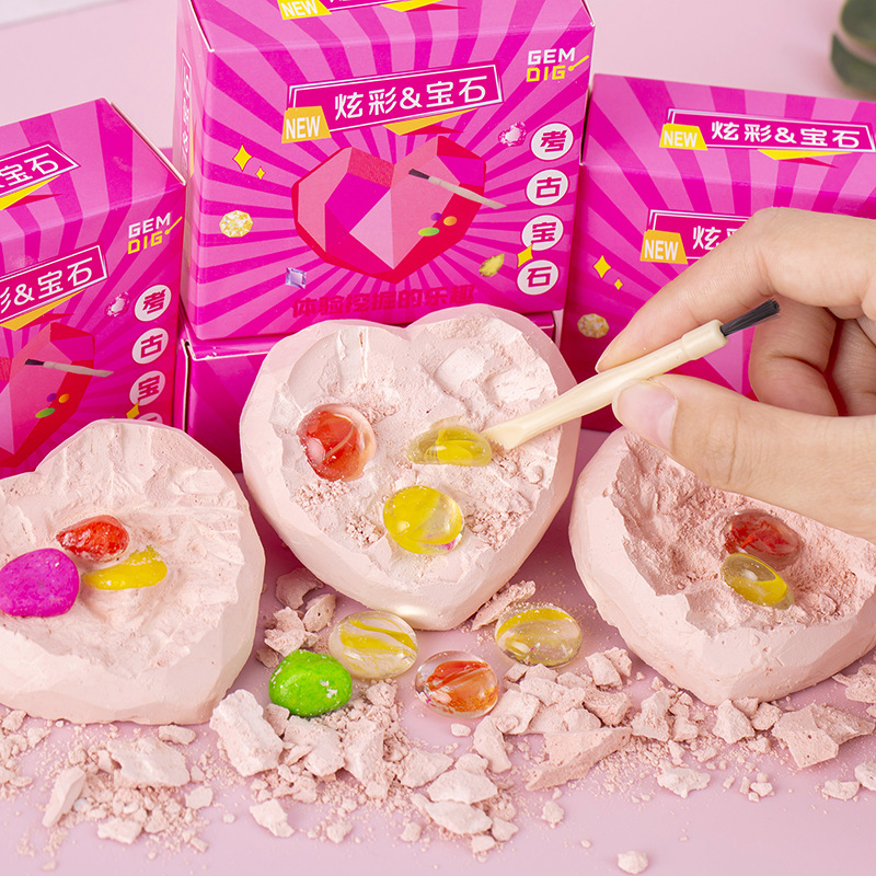 Archaeological mining gem girl love gem blind box treasure hunting toy children handmade DIY mining fossil