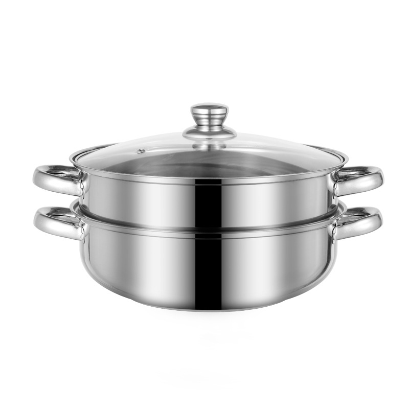 Factory wholesale thickened stainless steel soup steamer steamer double layer single layer soup pot hot pot universal opening gift pot 28