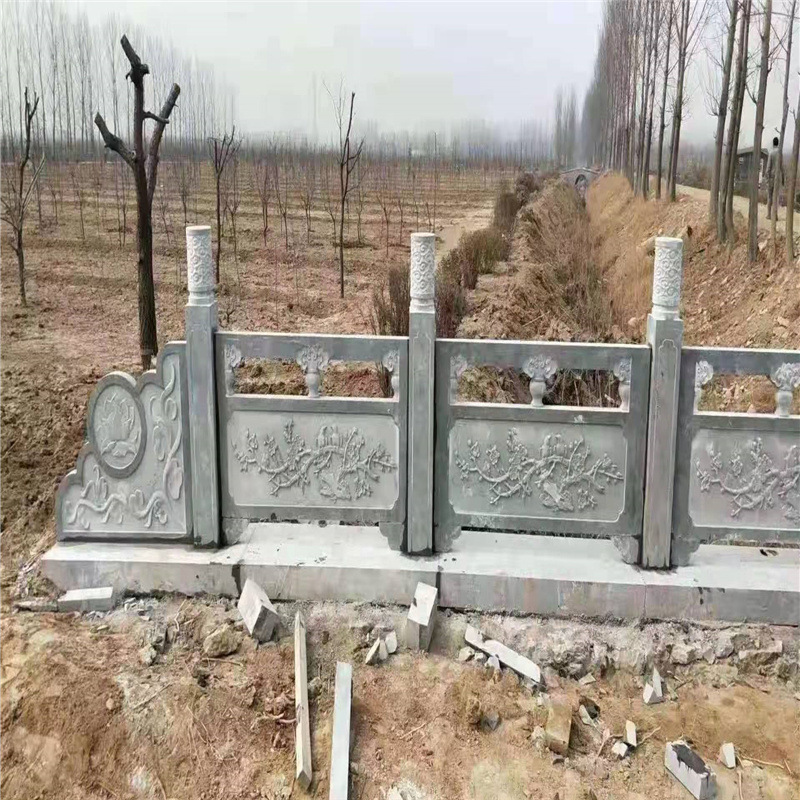 Stone Carving Railing Small Bridge White Marble Stone Railing Courtyard Scenic Spot Stone Arch Bridge Stone Carving Railing Household Stone Bridge Guardrail